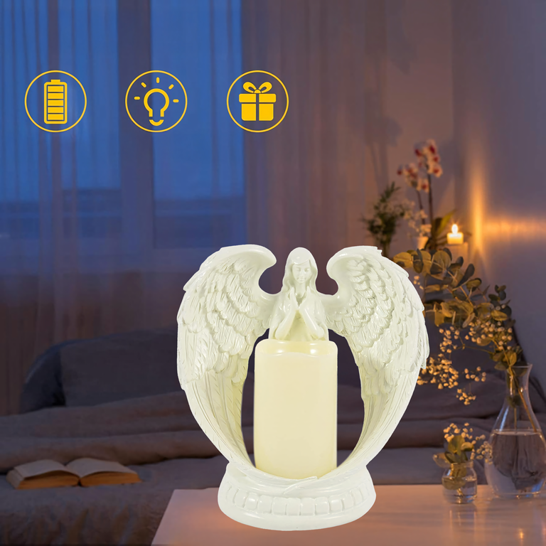 24 x Figurka Dekoracyjna Świecznik Świeca Ozdoba Anioł Aniołek Led Święta Ogród 21cm (9)
