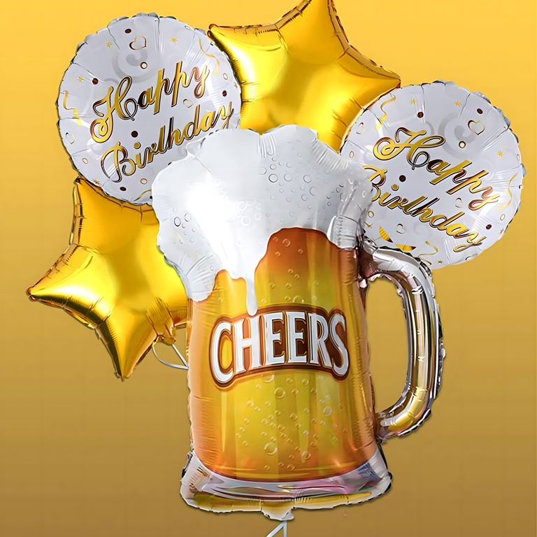 Zestaw Balonów Urodzinowych na Imprezę Kufel Piwa Cheers Urodziny Prezent (10)