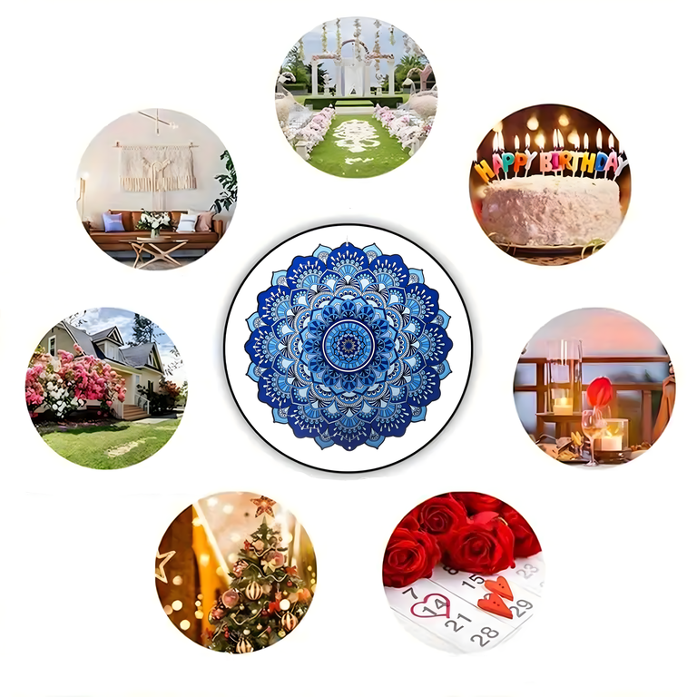 Wisząca Błystka Ozdoba Łapacz Wiatrowa 12” Mandala 3D do Ogrodu Pokoju  (4)
