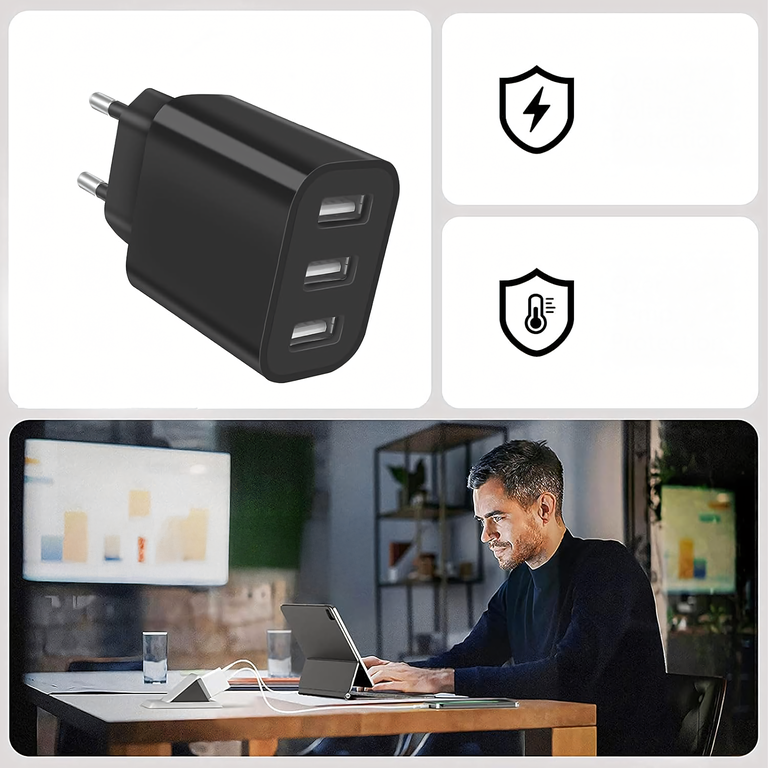 Mocna Kostka Ładowarka Sieciowa 3 x Usb Uniwerslana USB 3 Porty 5V 3.4A  (8)