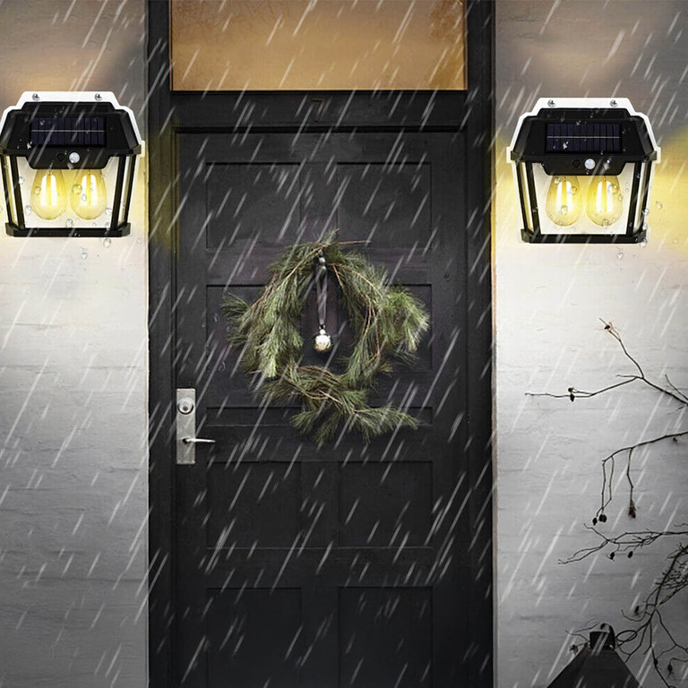 Lampa Solarna Led Podwójna Kinkiet Ogrodowy Elewacyjny z Czujnikiem Ruchu  (11)