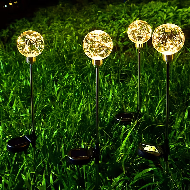 Lampy Lampki Solarne Ogrodowe Wbijane Lampa Led Kula Wodoodporne 4 szt  (10)