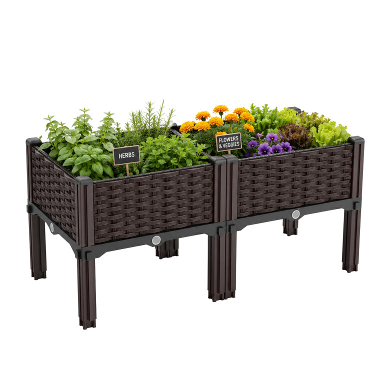 72 x Podwyższona Donica Ogrodowa do Kwiatów Warzyw Modułowa 80x40x38cm Brązowa (2)
