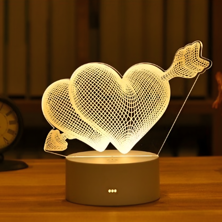 Lampka Nocna Love Serca 3D Illusion do Sypialni dla Dzieci Prezent USB (4)