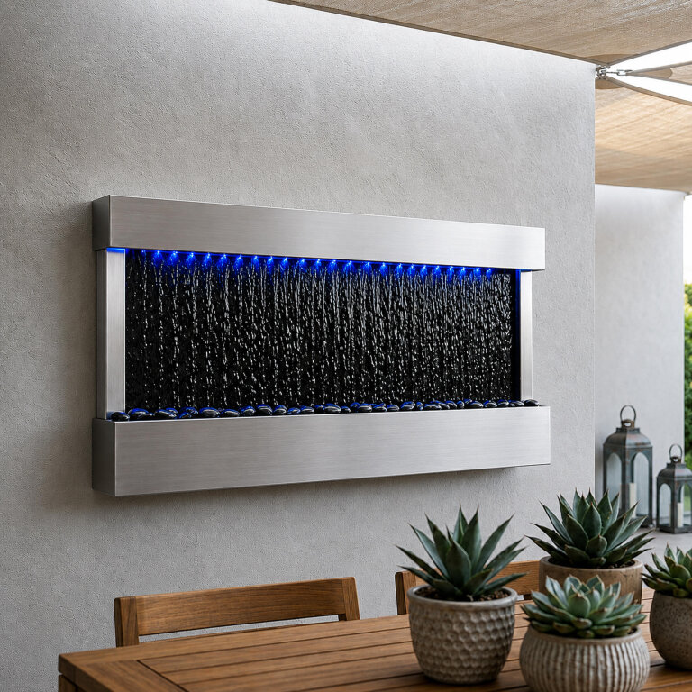 Wisząca Ściana Ścianka Wodna Fontanna Kaskadowa LED RGB Kolory 120x60x13cm (13)