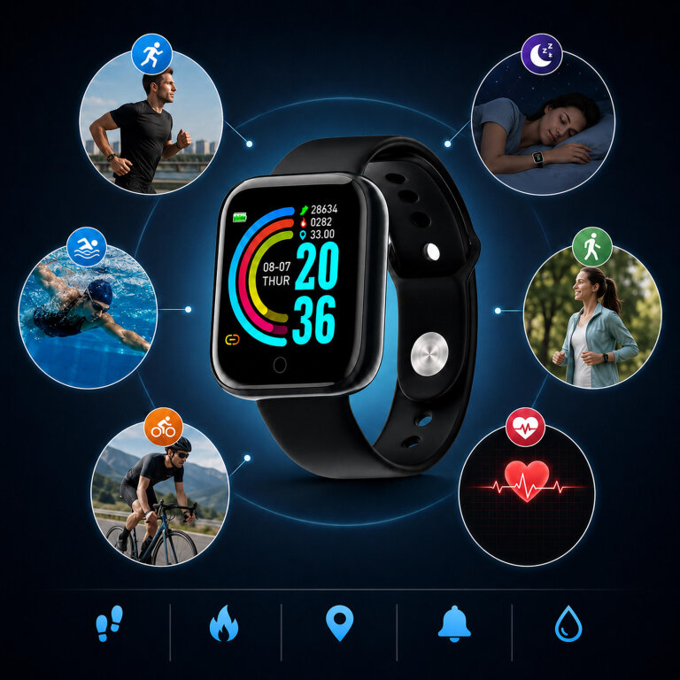 Smartwatch Opaska Sportowa Zegarek Damski Męski Puls Bluetooth Sms Sen  (10)