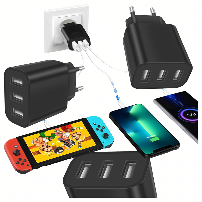 Mocna Kostka Ładowarka Sieciowa 3 x Usb Uniwerslana USB 3 Porty 5V 3.4A  (1)