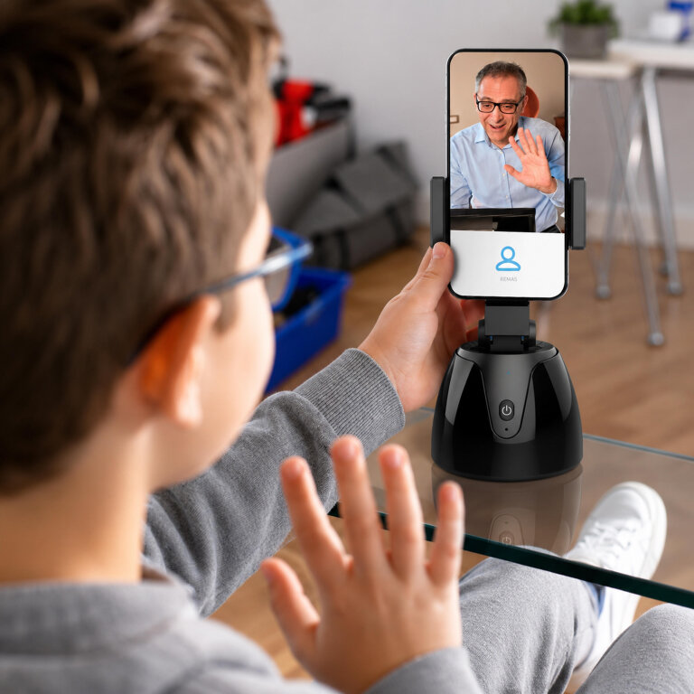 Inteligenty Uchwyt Stojak na Telefon do Selfie Obrotowy Śledzący Ruch  (12)