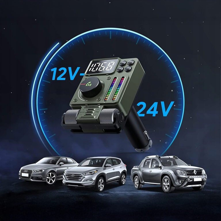 Transmiter Samochodowy Nadajnik Radio Fm Bluetooth 5.3 PD 30W Ładowarka  (5)