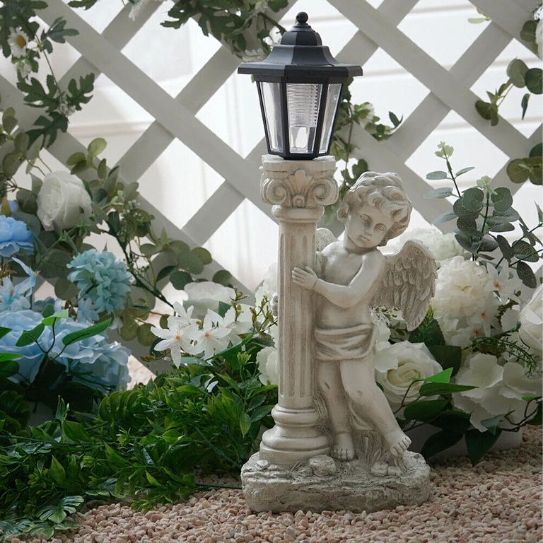 96x Aniołek Solarny Led Figurka Świecznik Dekoracja Posążek do Ogrodu na Grób 49cm (12)