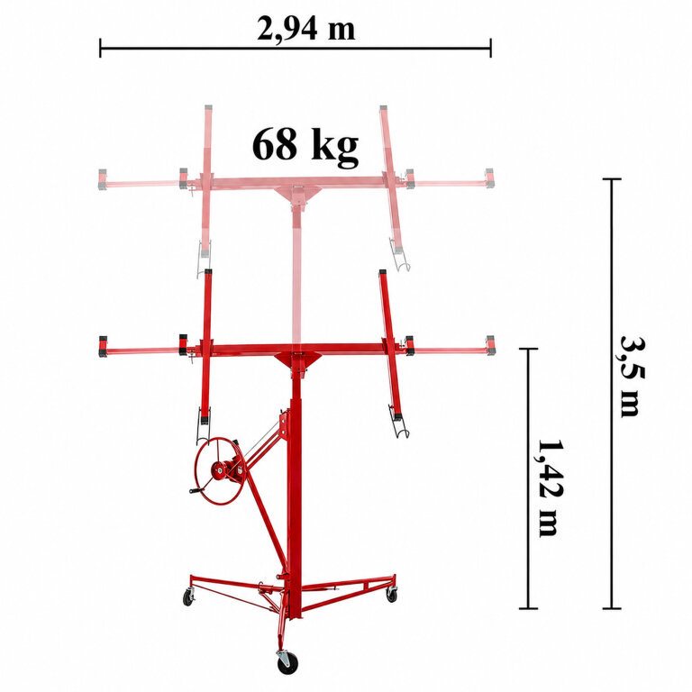 Podnośnik do Płyt Gipsowych GK OSB Karton Gips Regipsów Stojak 3,5m 68kg (8)