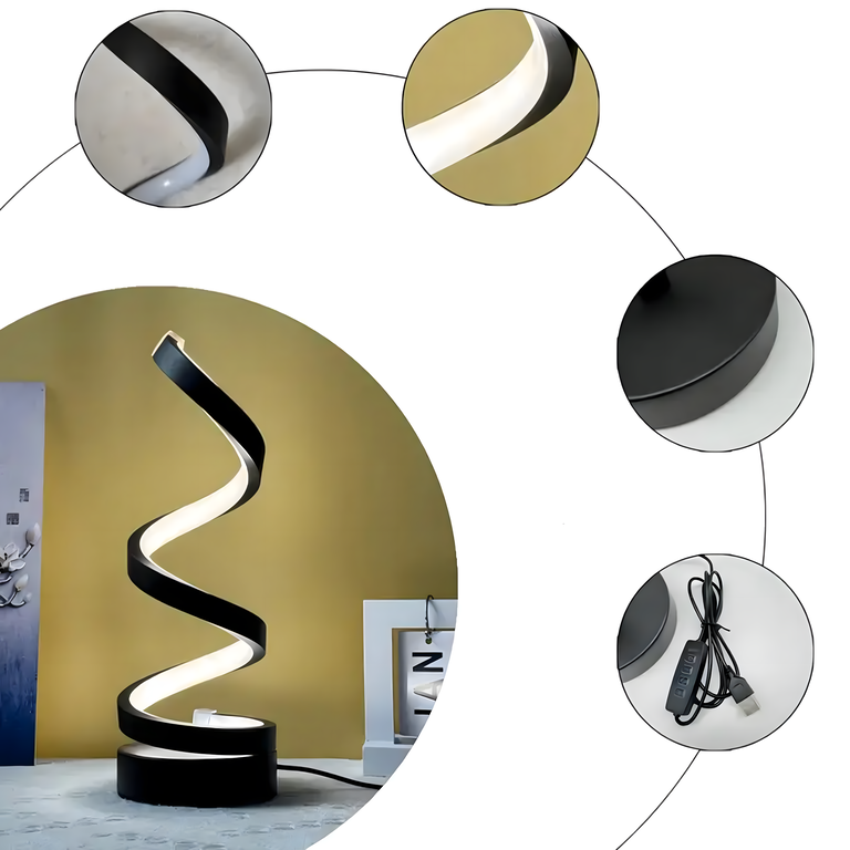 Led Spiralna Lampka Nocna Lampa Stołowa Oświetlenie Dekoracyjne do Sypialni (12)