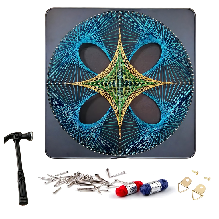 Zestaw Kreatywny Do String Art Przeplatanka Obraz z Nici Ramka 40x40 cm (1)