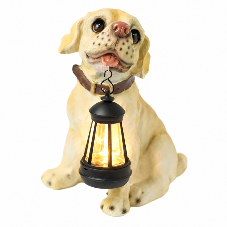 Lampa Lampka Solarna Ogrodowa Ozdobna Ozdoba Pies z Lampionem Led Dekoracja (3)