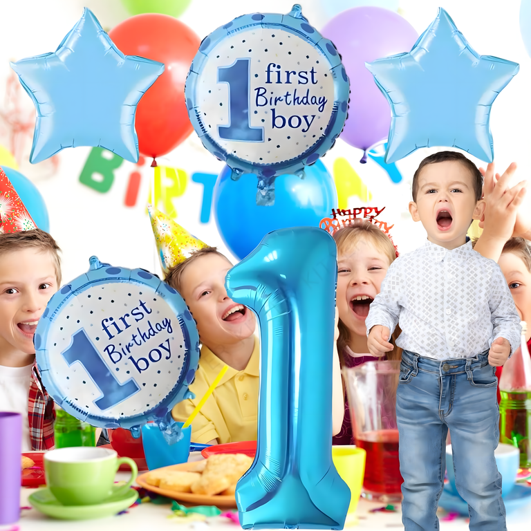 Balony na 1 Urodziny Roczek Chłopiec Zestaw 5 szt Gwiazdki Balon  (8)