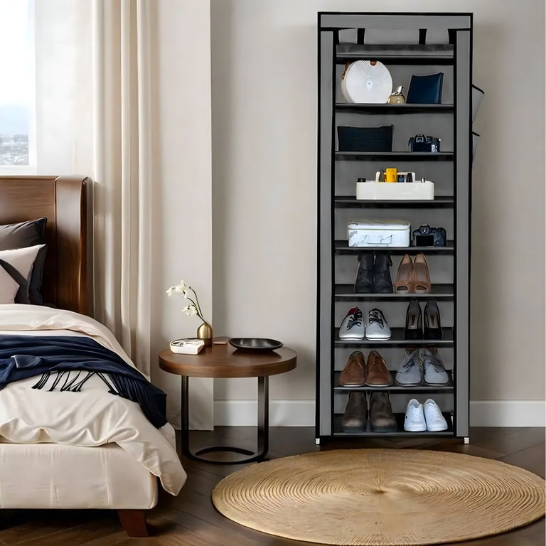 Składana Szafka Tekstylna na Buty Półka Materiałowa Regał Duża 160x60x30cm (15)