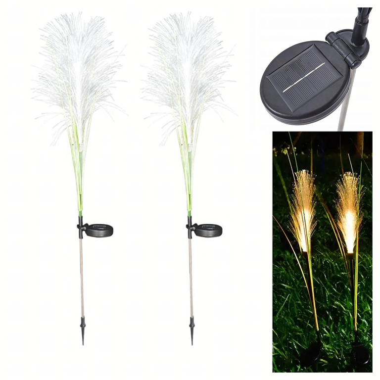 2x Lampa Ogrodowa Solarna Wbijana Trawa Pampasowa Ozdobna Panel Led 85cm (1)