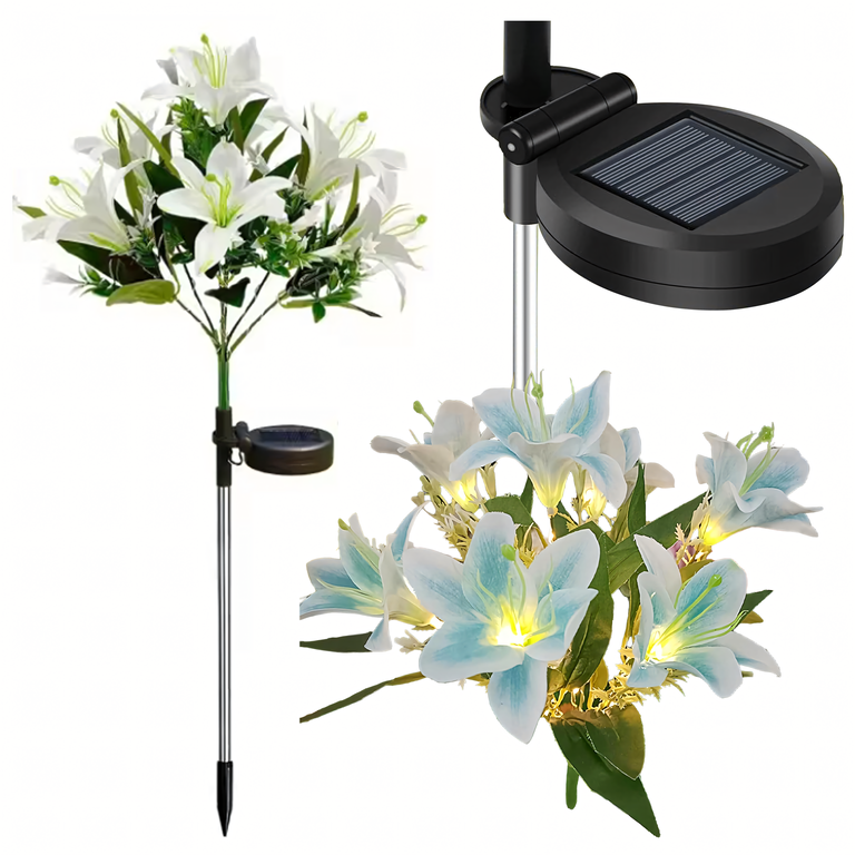 Lampa Solarna Ogrodowa Wbijna Kwiat Lilii Lilia Ozdoba Kwiaty Solarne Led