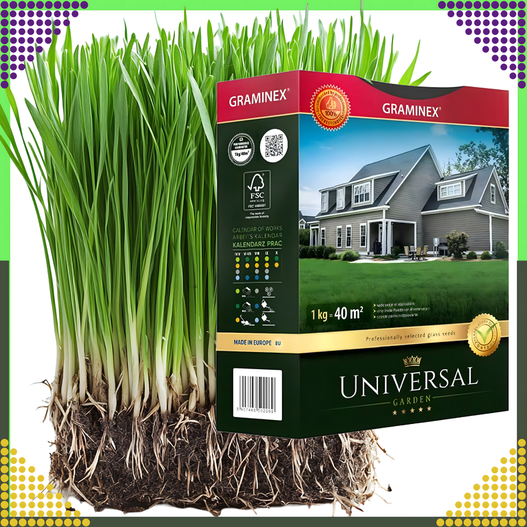 Premium Trawa Nasiona UNIVERSAL Mieszanka Uniwersalna 1kg 40m Odporna (9)