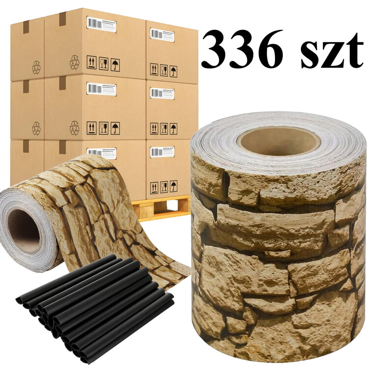 336 x Taśma Ogrodzeniowa 19cm x 35m Osłona Panelowa na Ogrodzenie Płot UV Kamień (1)