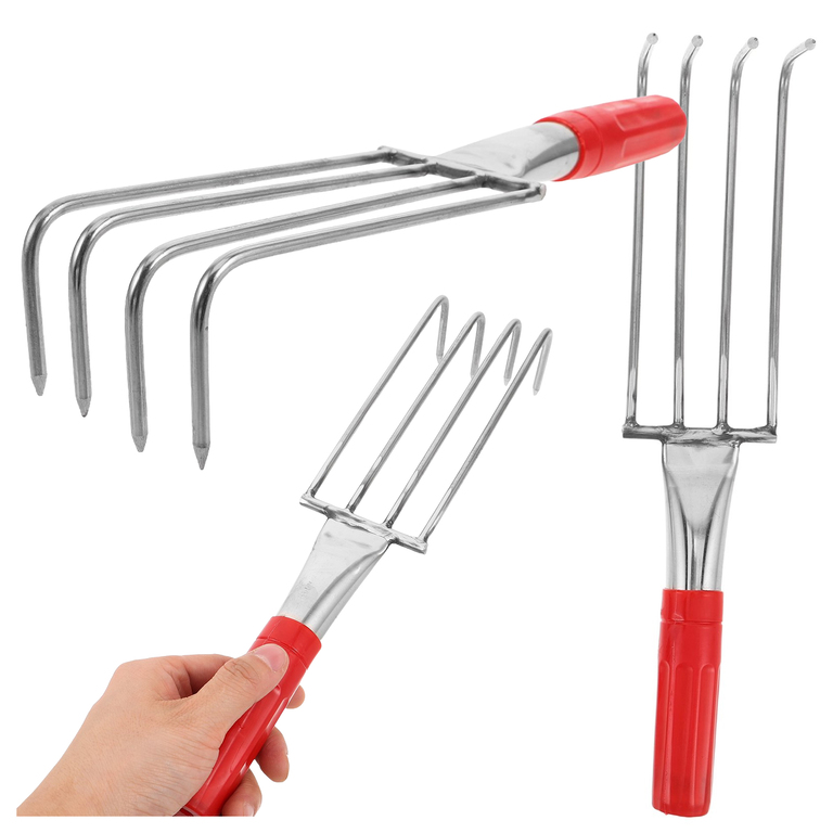 Grabki Ogrodowe Ogrodnicze Metalowe Pazurki do Grabienia Spulchniania 4 Zębne 32 cm (1)