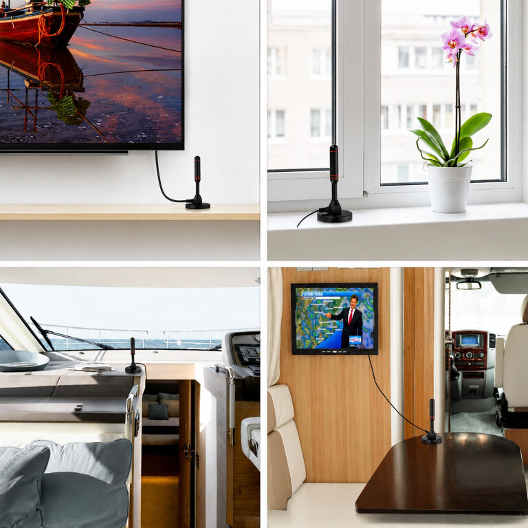 Antena Pokojowa Cyfrowa TV DVBT-2 HEVC Wzmacniacz Aktywna  MUX-8 4K Magnes (7)