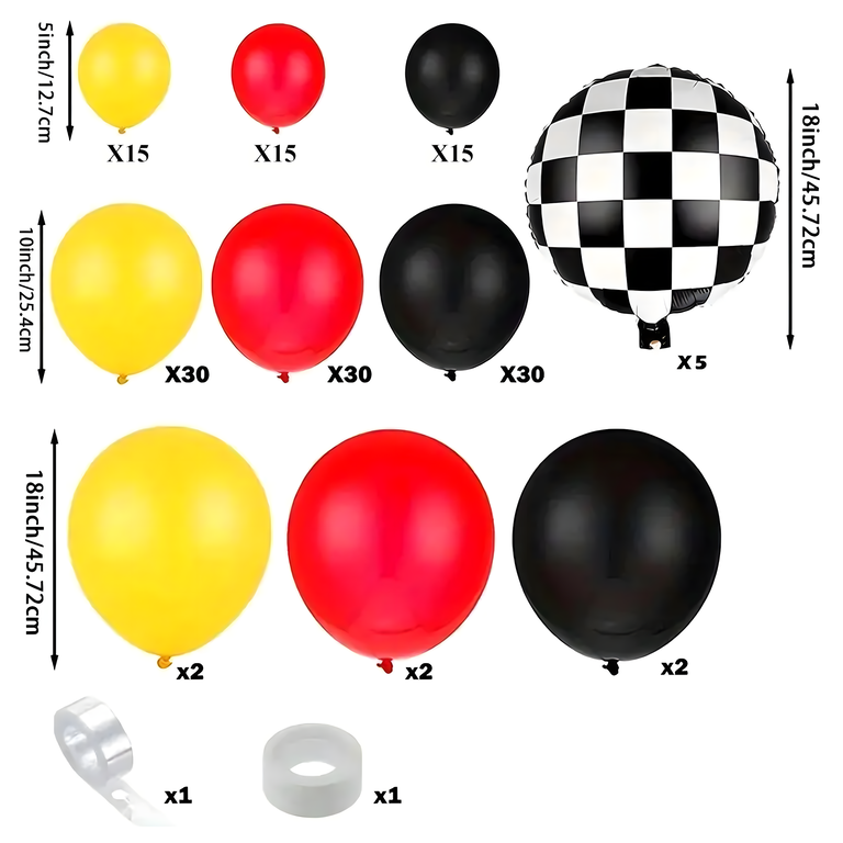 Girlanda Balonowa Zestaw Balonów na Urodziny Wyścigi Flaga 148 ele (3)