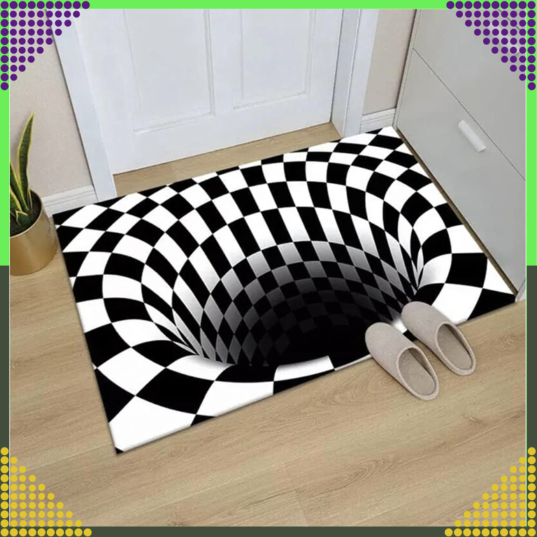 Chodnik Dywanik Mata Wycieraczka z Efektem 3D Iluzja Biała Dziura 60x40cm (8)