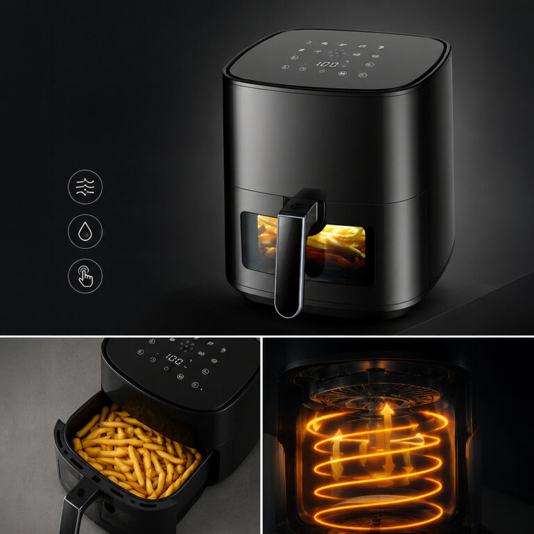 Frytkownica Beztłuszczowa Air Fryer 5L Frytownica 1500W 9 Programów Mocna (8)