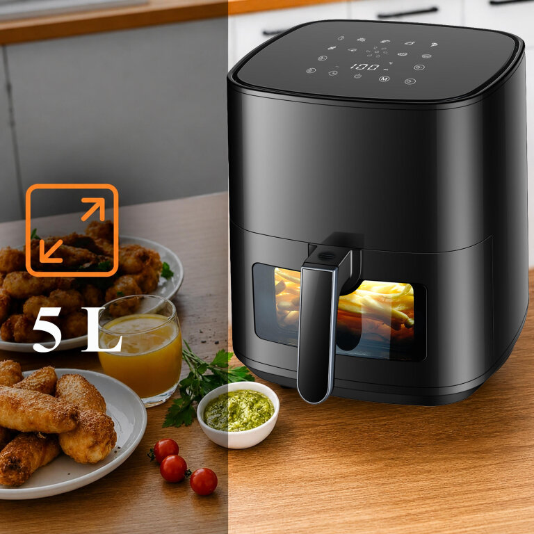 Frytkownica Beztłuszczowa Air Fryer 5L Frytownica 1500W 9 Programów Mocna (10)