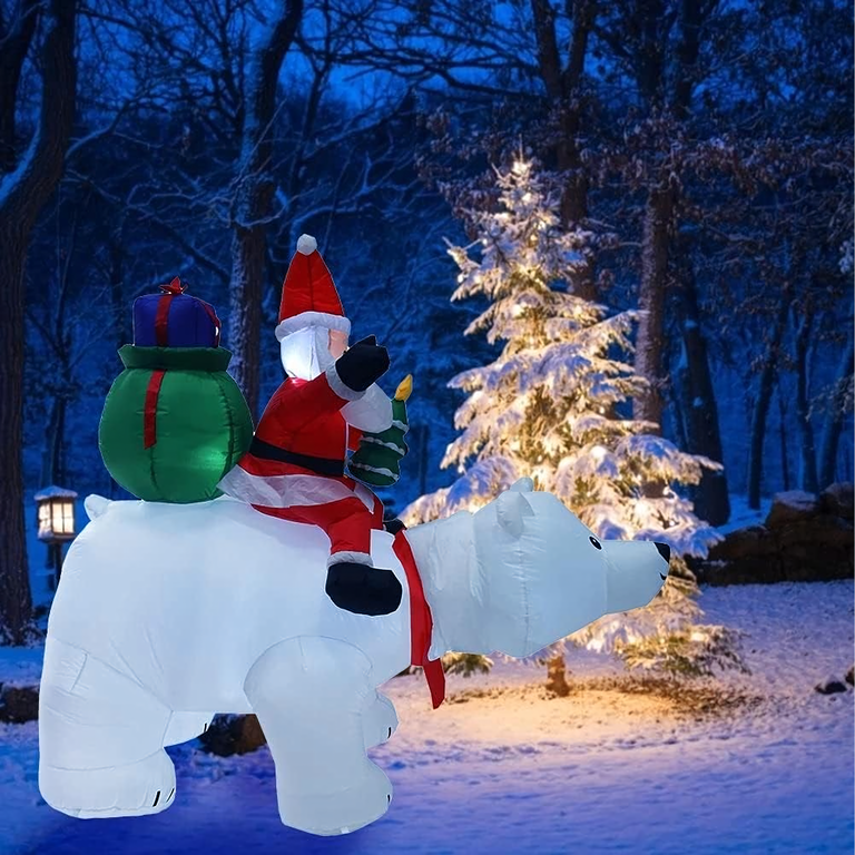 Dekoracja Świąteczna Mikołaj Dmuchany na Niedźwiedziu Misiu Led XXL 210cm (12)