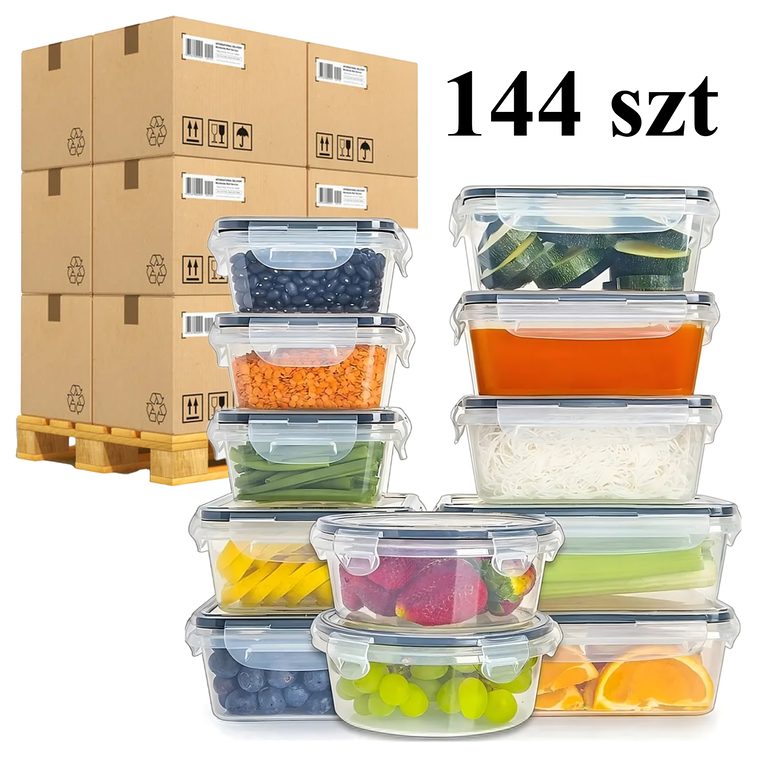 144 x zestaw 12szt. LUNCHBOX ŚNIADANIÓWKA PUDEŁKA NA ŻYWNOŚĆ PLASTIKOWE POJEMNIKI ZESTAW (1)