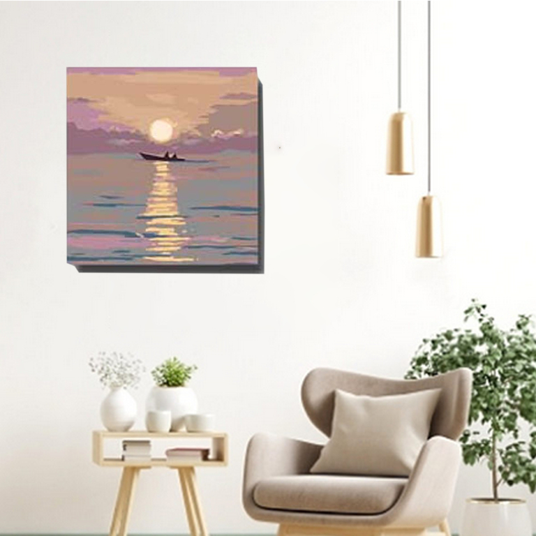 MALOWANIE PO NUMERACH OBRAZ Z RAMĄ  DIY ZESTAW PĘDZLE FARBY PŁÓTNO 20x20 (11)