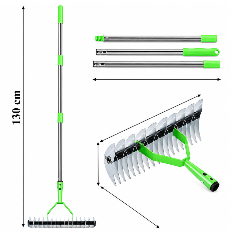 Aerator Wertykulator Ręczny Grabie Wahadłowe do Trawy Ziemi Stalowe 130cm (7)