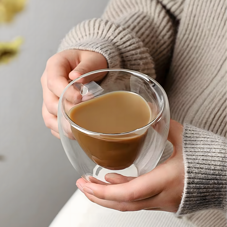 Kubek Miłosny Szklanka w Kształcie Serca Podwójna Ściana Żaroodporny 250 ml (17)