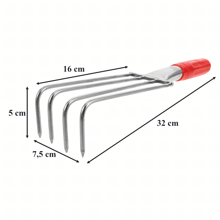 Grabki Ogrodowe Ogrodnicze Metalowe Pazurki do Grabienia Spulchniania 4 Zębne 32 cm (6)