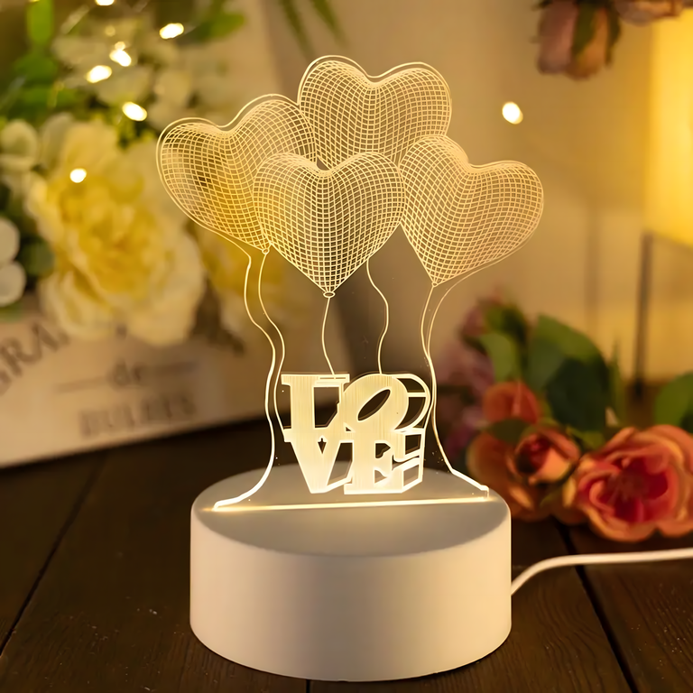 Lampka Nocna Love Serca 3D Illusion do Sypialni dla Dzieci Prezent USB (4)