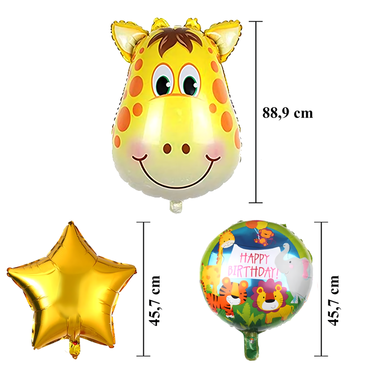 Zestaw Balonów Urodzinowych Żyrafa Zwierzęta na Urodziny Przyjęcia 5 szt (5)