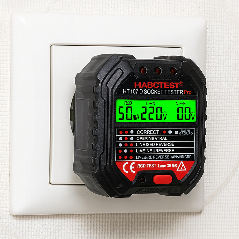 Tester Napięcia Gniazd Sieciowych Elektrycznych Gniazdek Kontaktów LCD RCD (12)