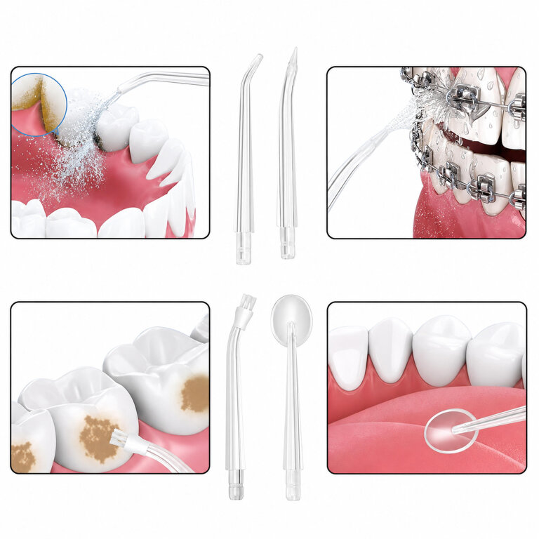 Irygator do Zębów Bezprzewodowy Dentystyczny Mocny 4 Dysze 3 Tryby 230 ml (8)