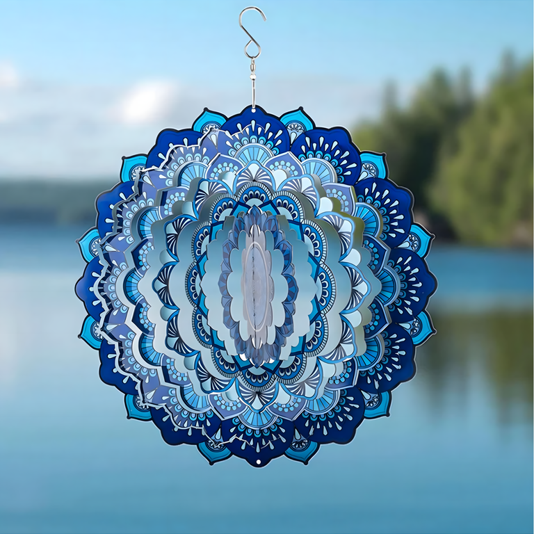 Wisząca Błystka Ozdoba Łapacz Wiatrowa 12” Mandala 3D do Ogrodu Pokoju  (9)
