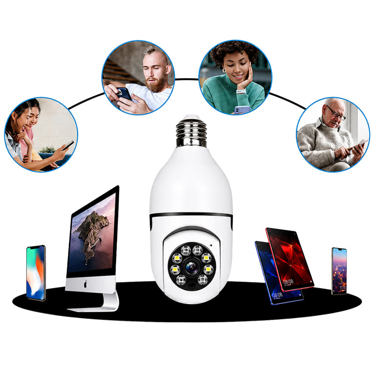 Kamera IP Bezprzewodowa WiFi Żarówka E27 30W do Monitoringu Domu Niania  (7)