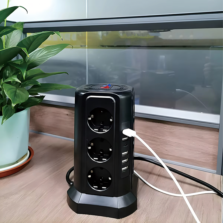 Listwa Zasilająca Stojąca Ochronna Odgromowa 12 Gniazd + 5 Portów Usb Reset (11)