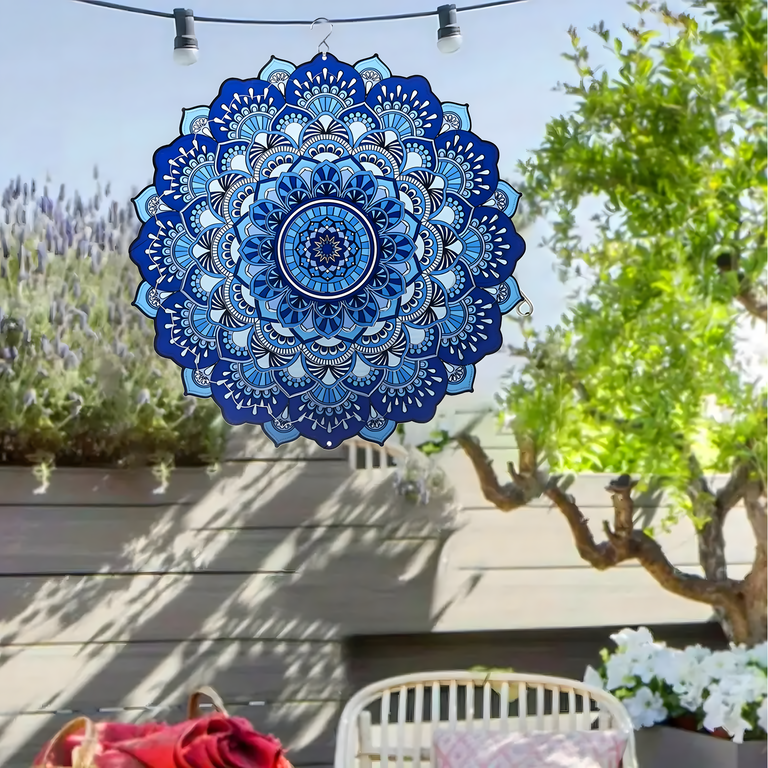 Wisząca Błystka Ozdoba Łapacz Wiatrowa 12” Mandala 3D do Ogrodu Pokoju  (11)