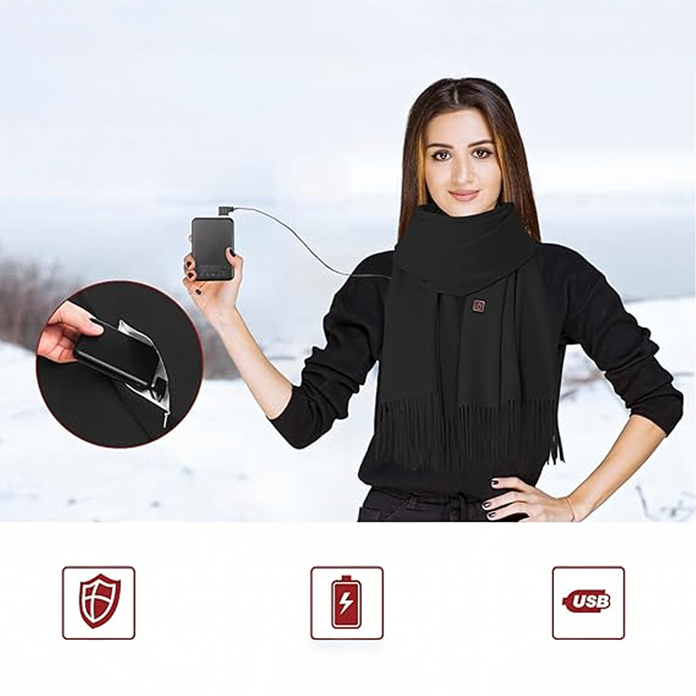 Szalik Grzewczy Podgrzewany Ocieplacz Szal Zimowy Ogrzewacz USB Powerbank (5)