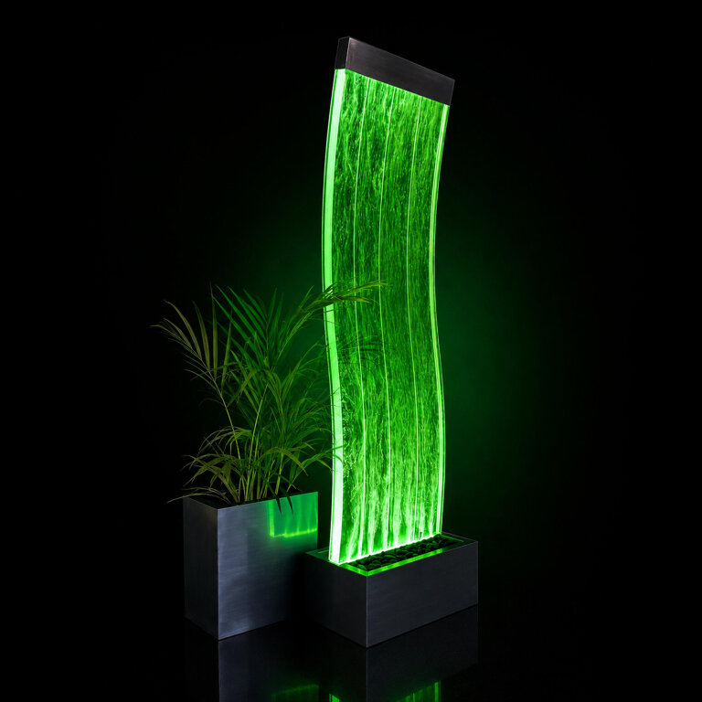 Wolnostojąca Ściana Ścianka Wodna Bąbelkowa Fontanna LED Kolory 183x50x28cm (12)