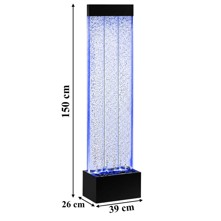 Wolnostojąca Ściana Ścianka Wodna Bąbelkowa Fontanna LED RGB Kolory 150x39x26cm (7)