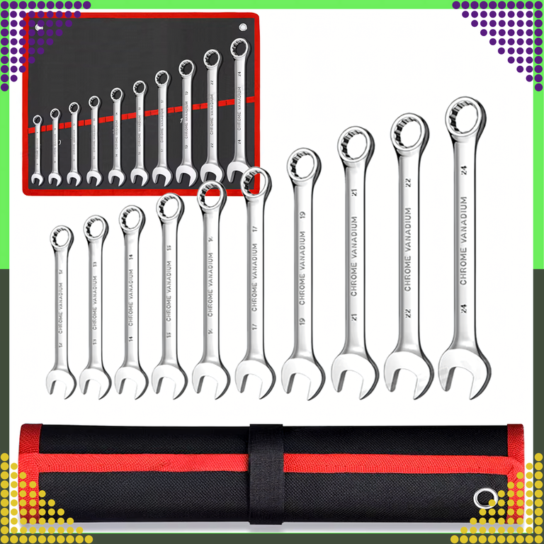 Zestaw Kluczy Płasko-Oczkowych 10 el. Klucze Płaskie Oczkowe Etui 8-24 mm (2)