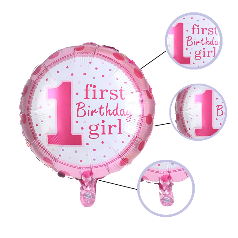 Balony na 1 Urodziny Roczek Dziewczynka Zestaw 5 szt Gwiazdki Balon  (6)