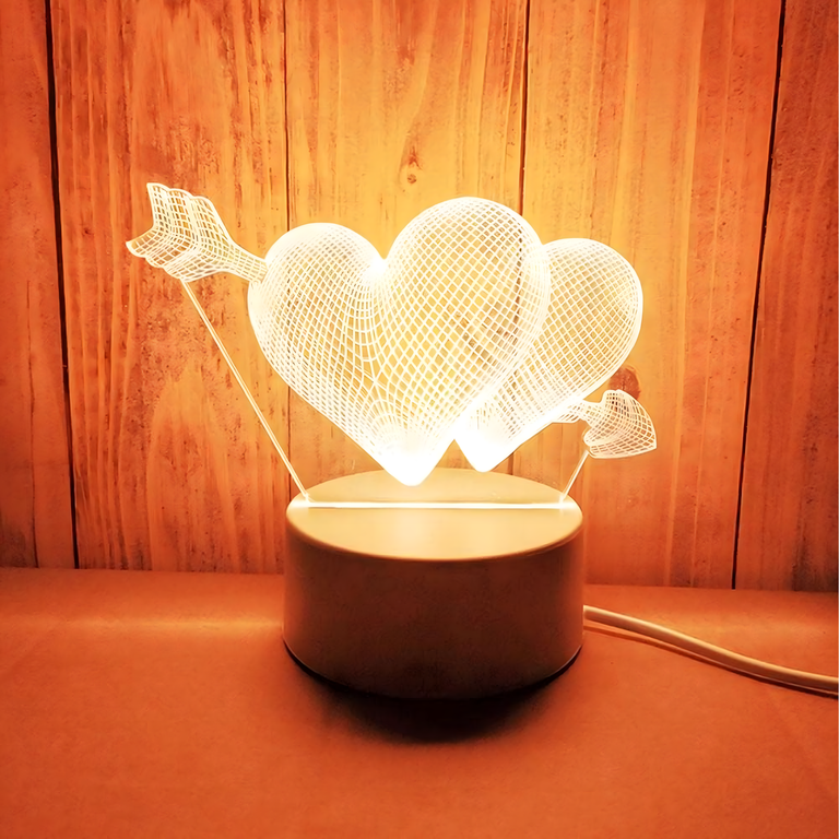 Lampka Nocna Love Serca 3D Illusion do Sypialni dla Dzieci Prezent USB (2)